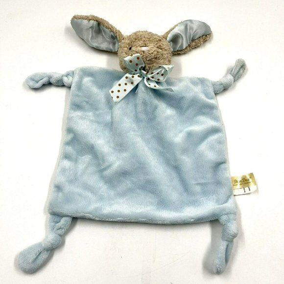 Dandee Baby Lovey Blanket Blue Bunny Satin Ears Rattle Knotted Corners - Picture 1 of 6